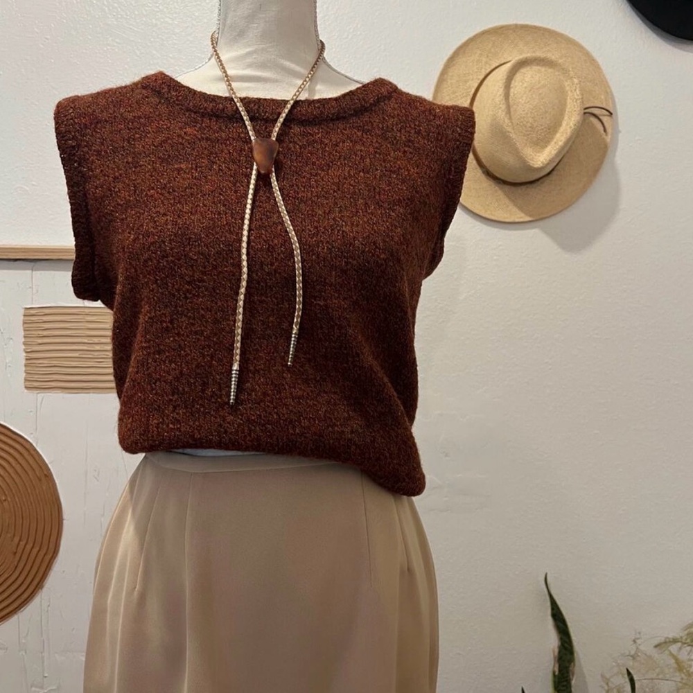 Handmade Orange Woven Hand Knit Summer Knit Vest Tank Top